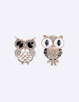 Twin Owls Twilight Pin